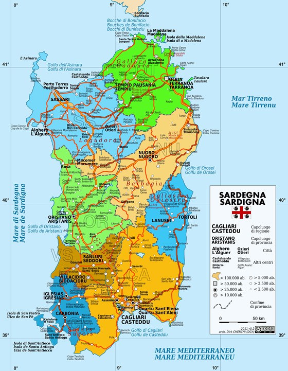Детальная карта Сардинии 1