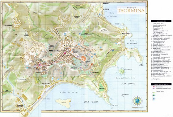 Подробная карта Таормины 2