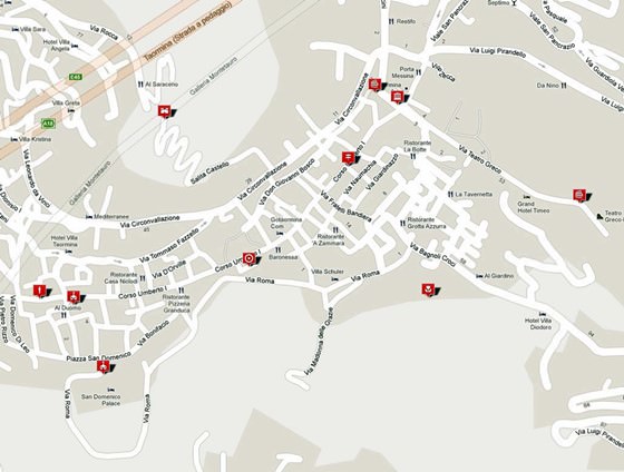 Interactive Map of Taormina - Search Touristic Sights. Hiking and ...