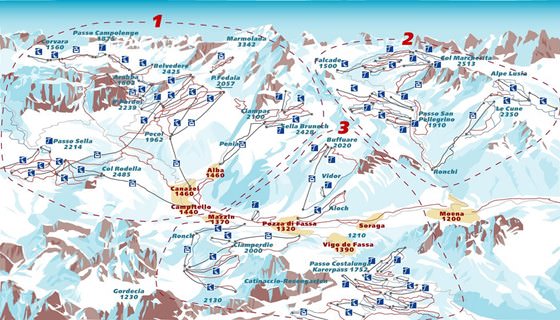 Подробная карта Валь-ди-Фассы 4 Подробная карта Валь-ди-Фассы 4