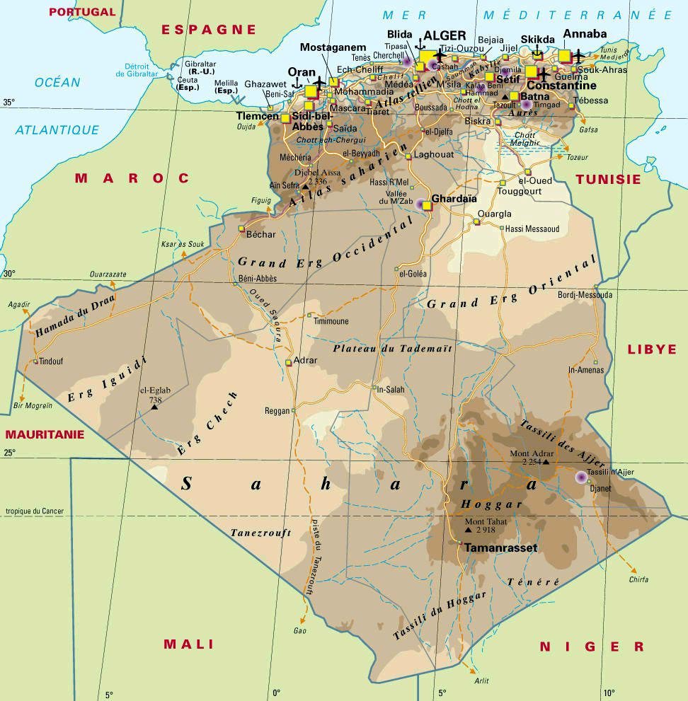 algeria tourist map