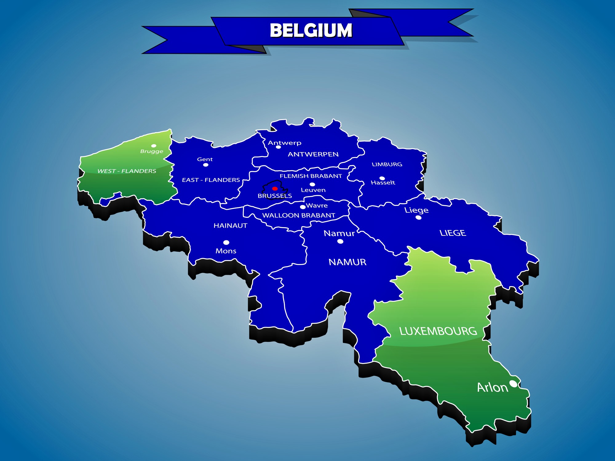 Belgium Map Map Of Unesco World Heritage Belgium Country Welt Atlas De Physical Map Of