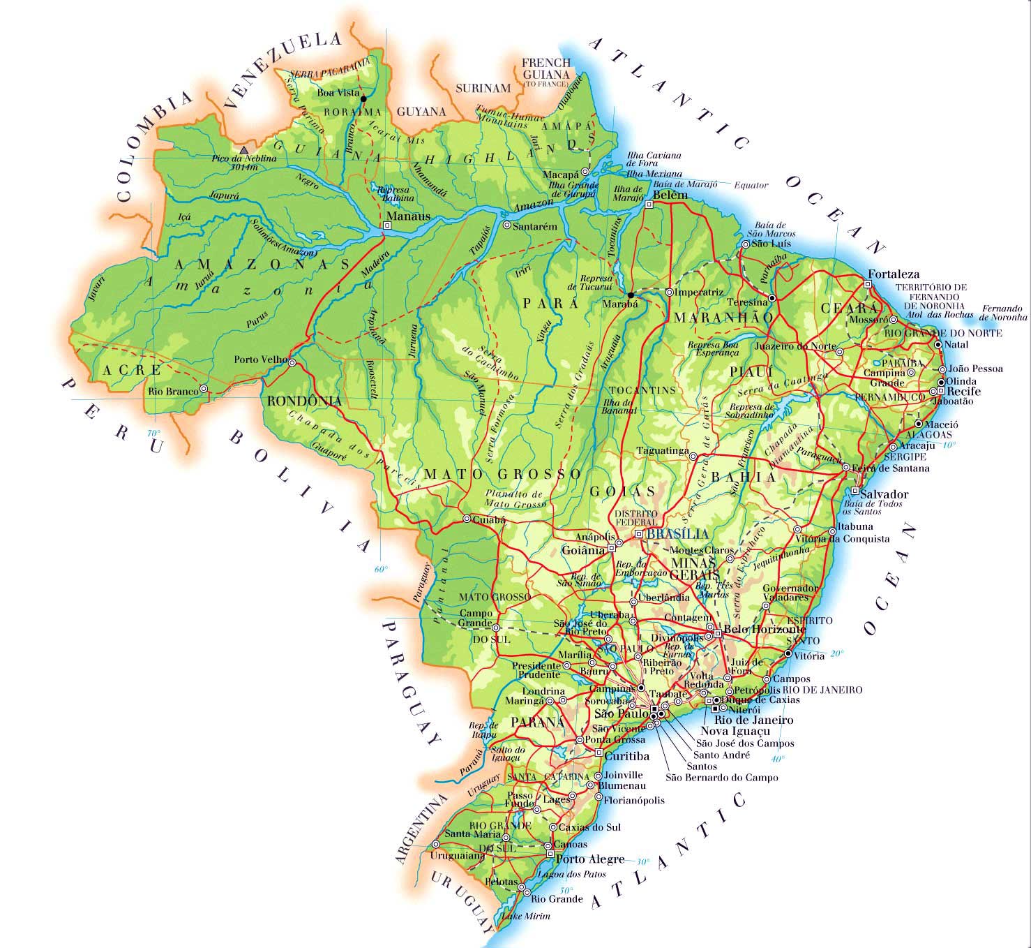 Brazilie Landkaart Afdrukbare Plattegronden Van Brazilie OrangeSmile Com