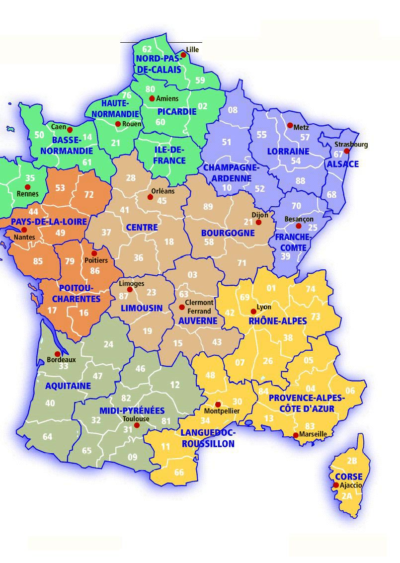 Invloed Literaire kunsten Het kantoor Frankrijk landkaart | Afdrukbare plattegronden van Frankrijk -  OrangeSmile.com