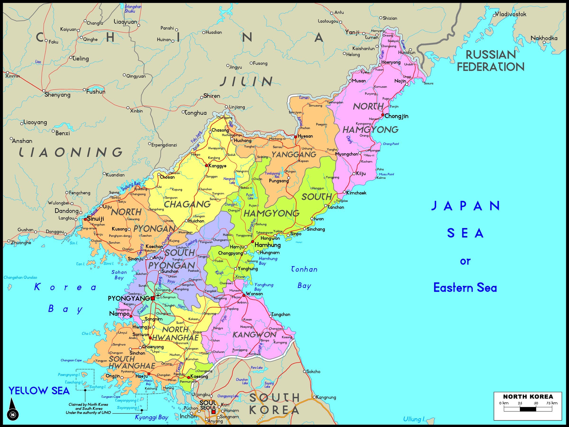 карта кореи фото
