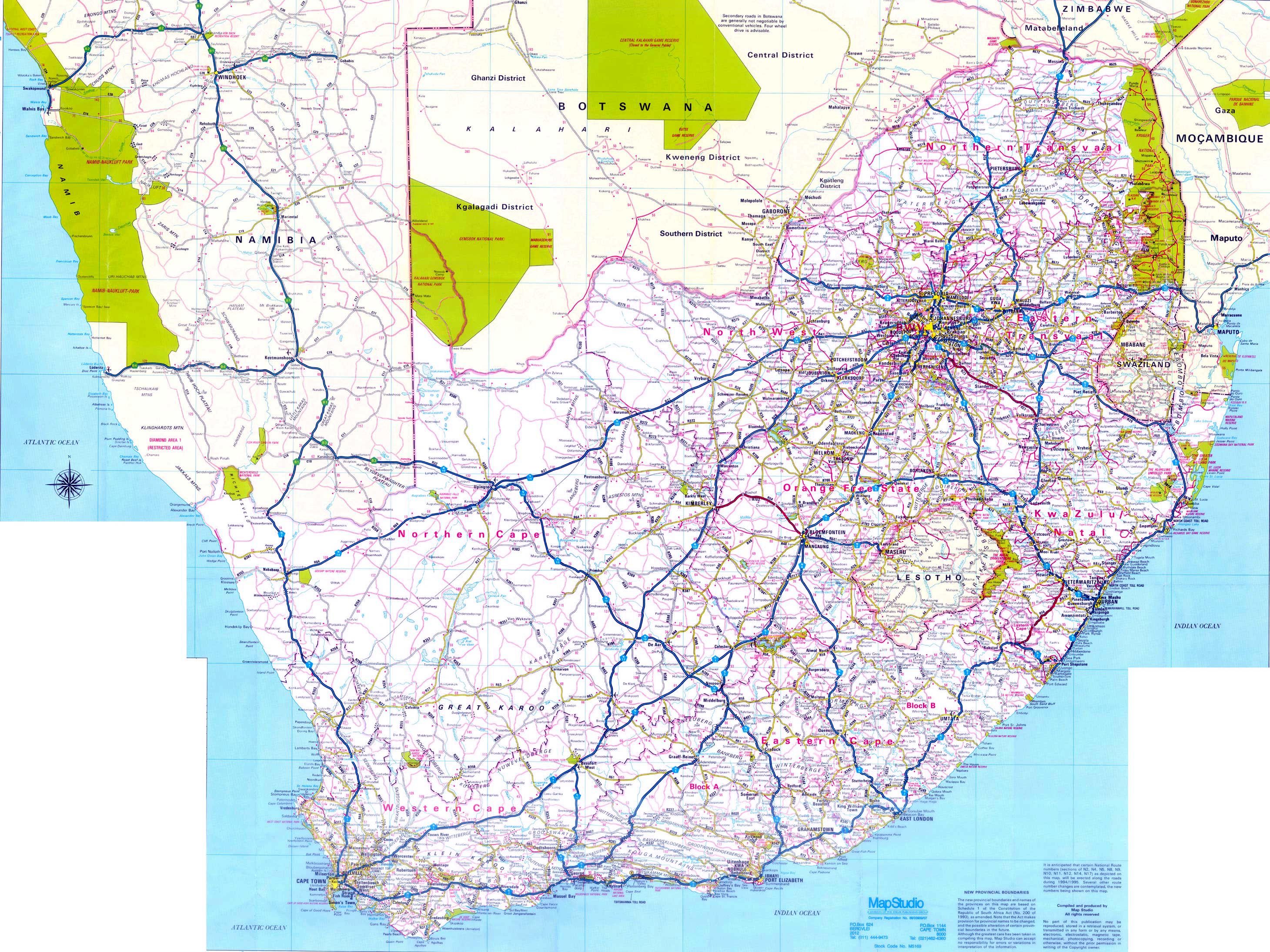 Zuid-Afrika landkaart | Afdrukbare plattegronden van Zuid-Afrika