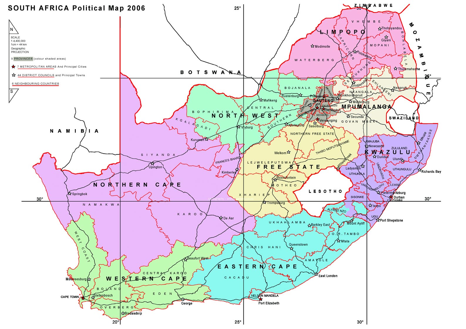 South Africa Map  HD Political Map of South Africa to Free Download