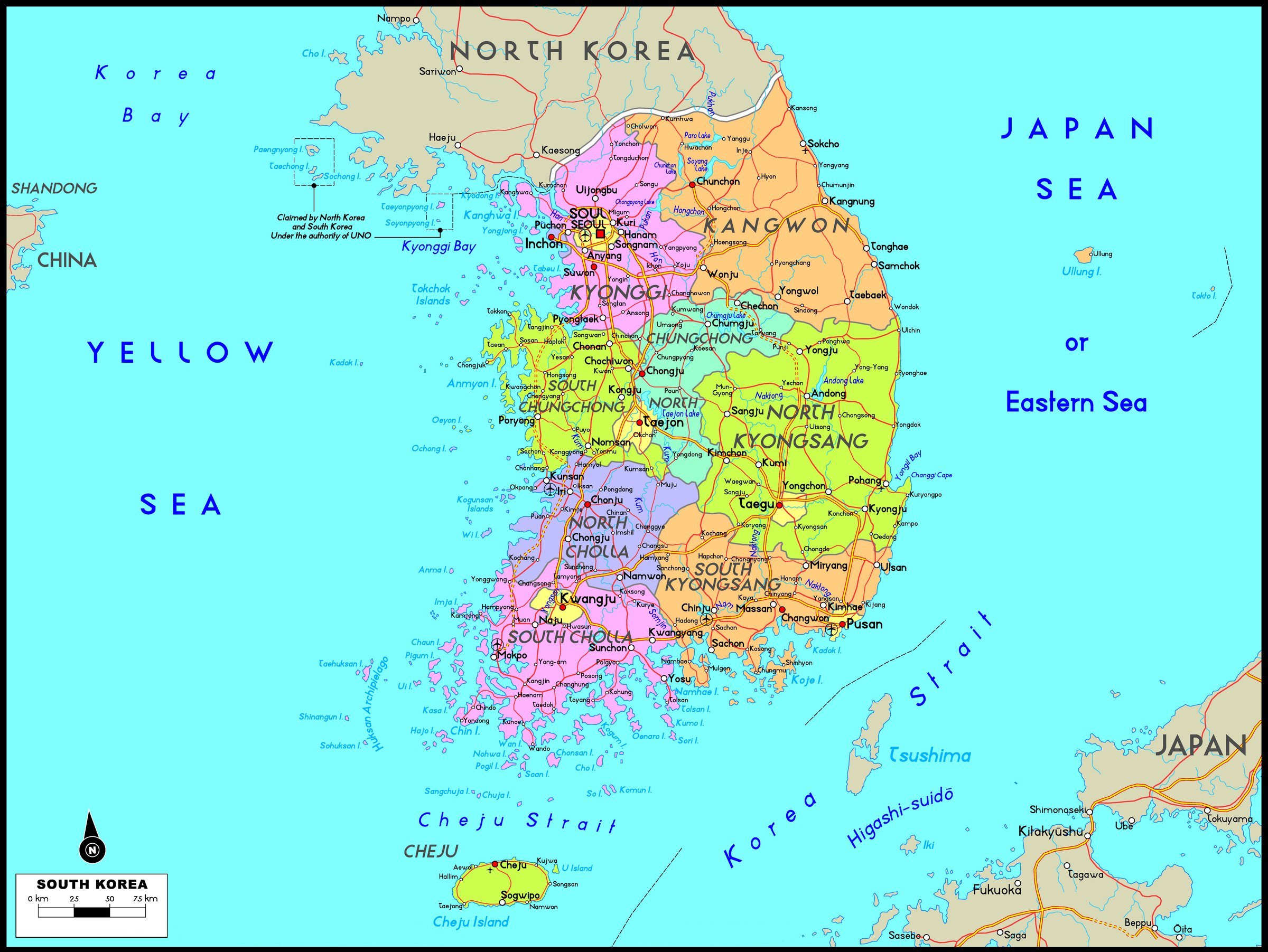 South Korea Area Map South Korea Maps | Printable Maps Of South Korea For Download