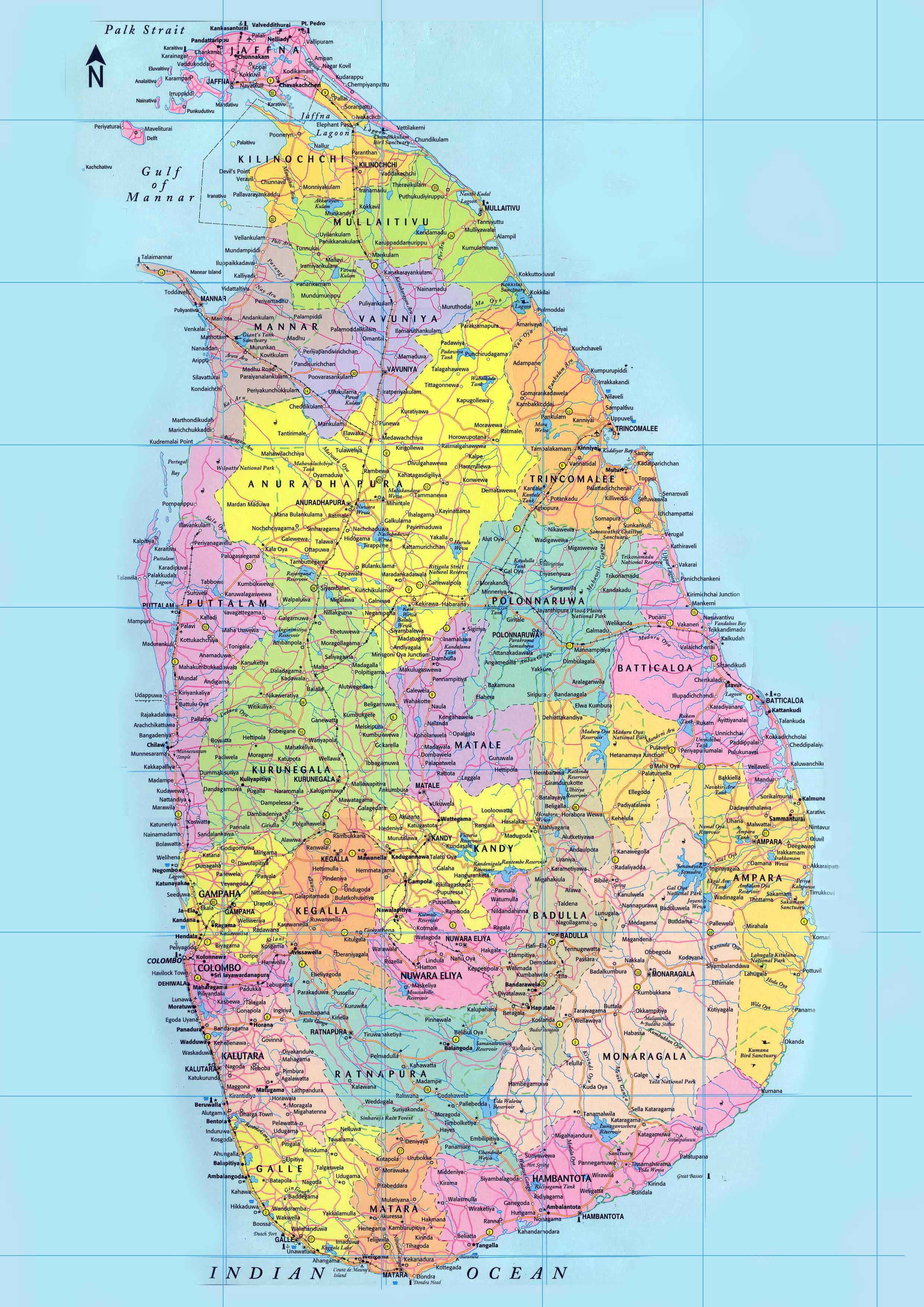 Labeled Map Of Sri Lanka With States Cities Capital - vrogue.co