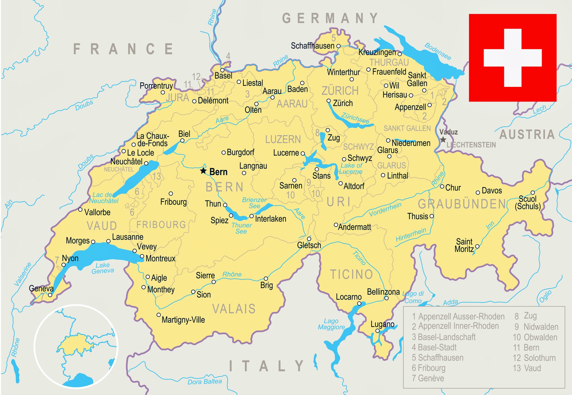 Карта швейцария крупно на русском - 83 фото