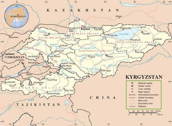 Detaillierte Karte von Kirgisistan