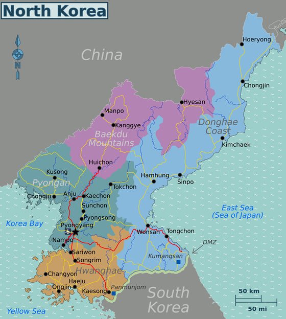 Detailed map of North Korea