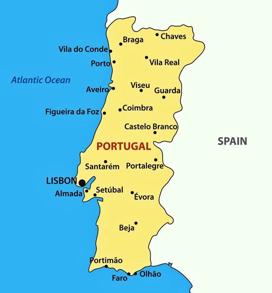 Detaillierte Karte von Portugal