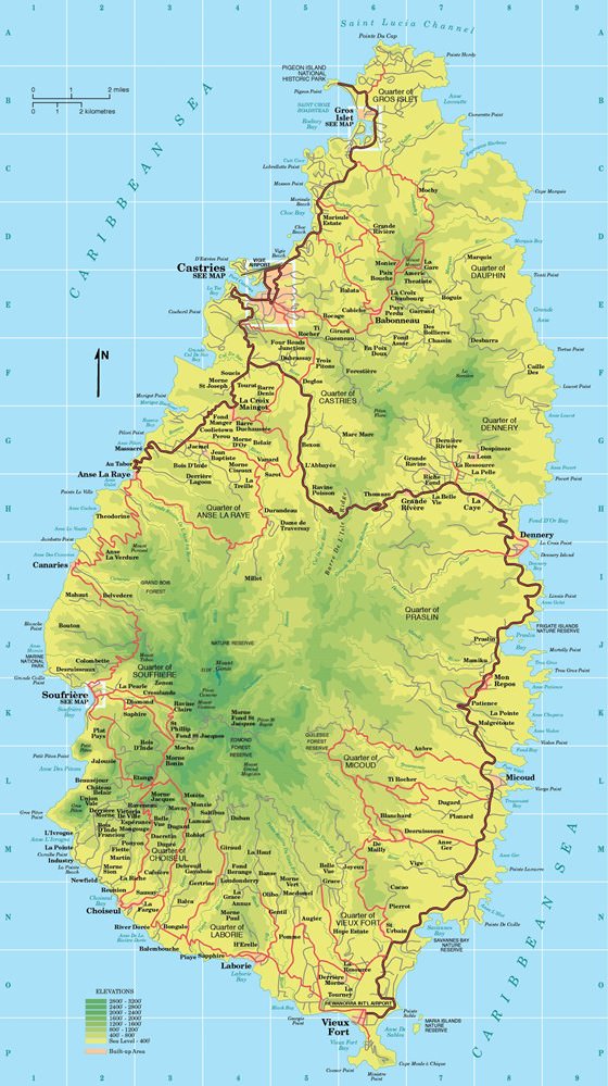 Large map of Saint Lucia