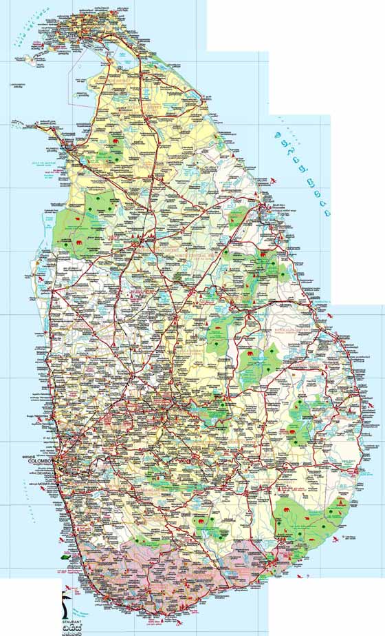 Detaillierte Karte von Sri Lanka