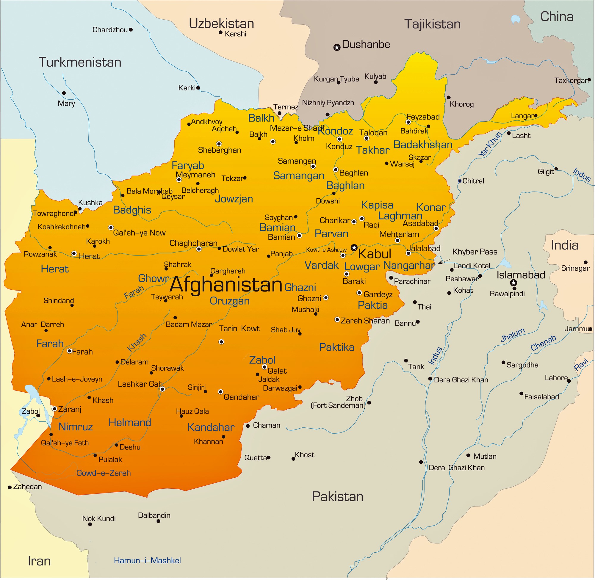 Afghanistan Map Cities 0 