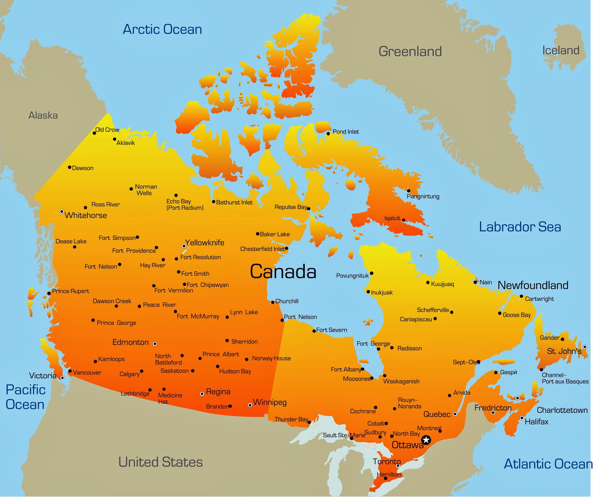 map of canada with cities