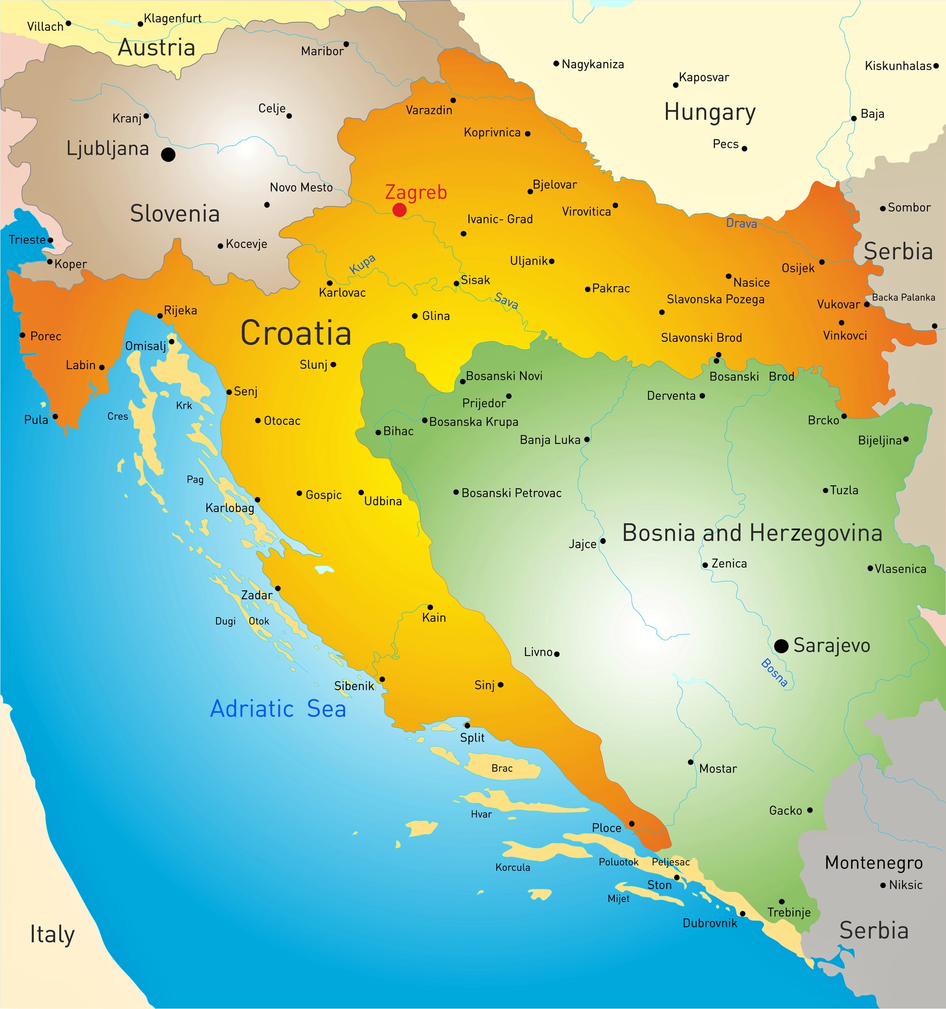 mapa tours croacia