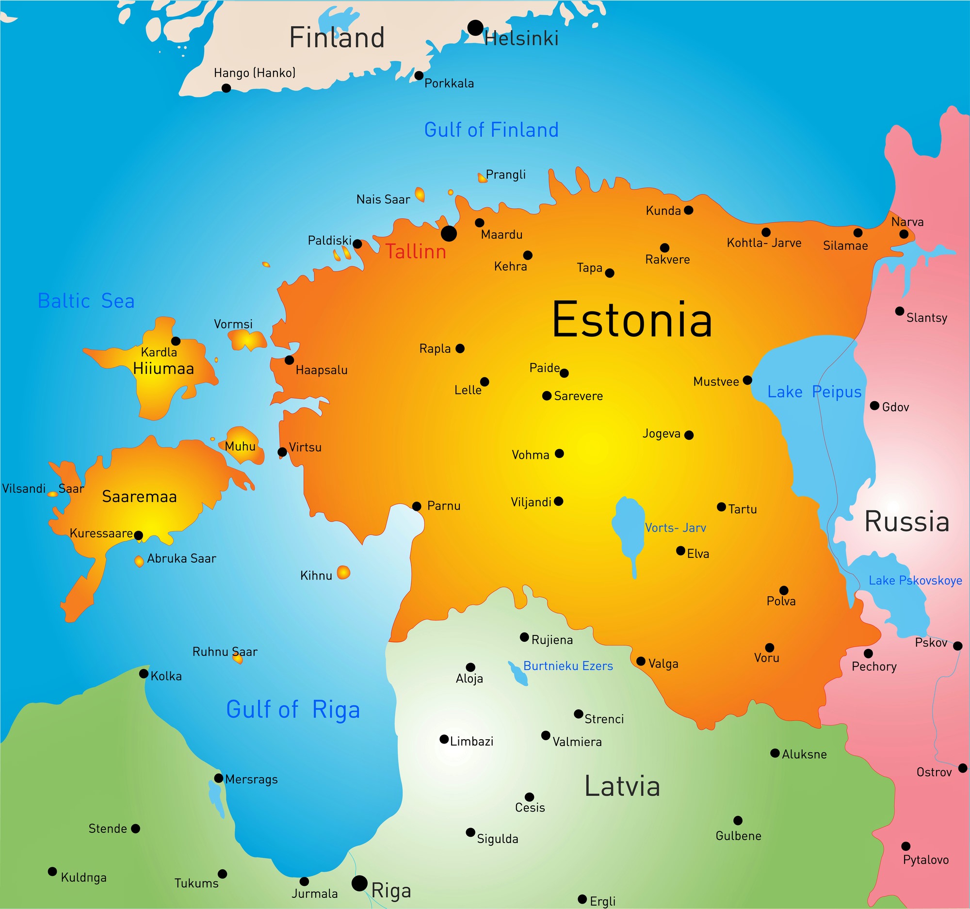 Städtekarte von Estland - OrangeSmile.com