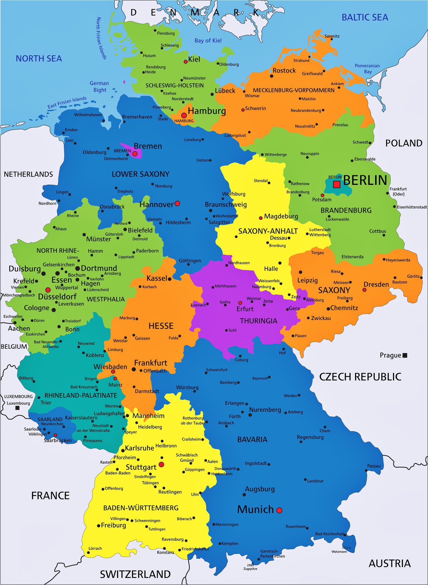 Карта восточной германии с городами