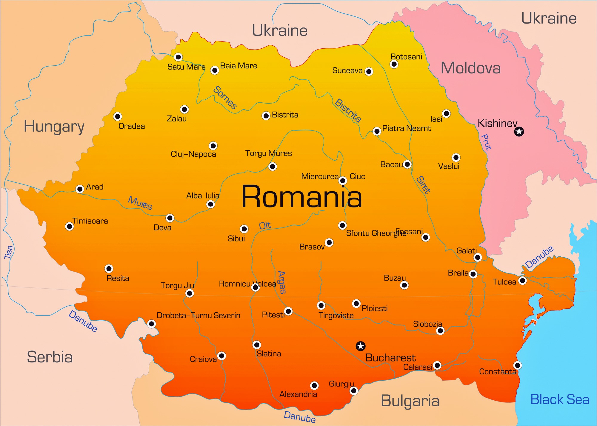 Romania Map Cities 1 