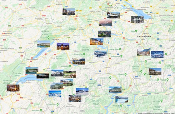 Карта городов Швейцарии