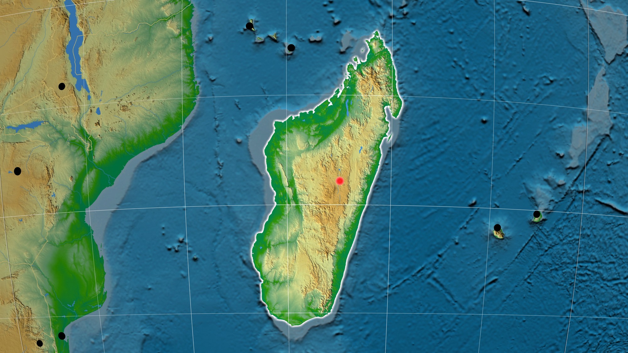 Остров Мадагаскар на физической карте