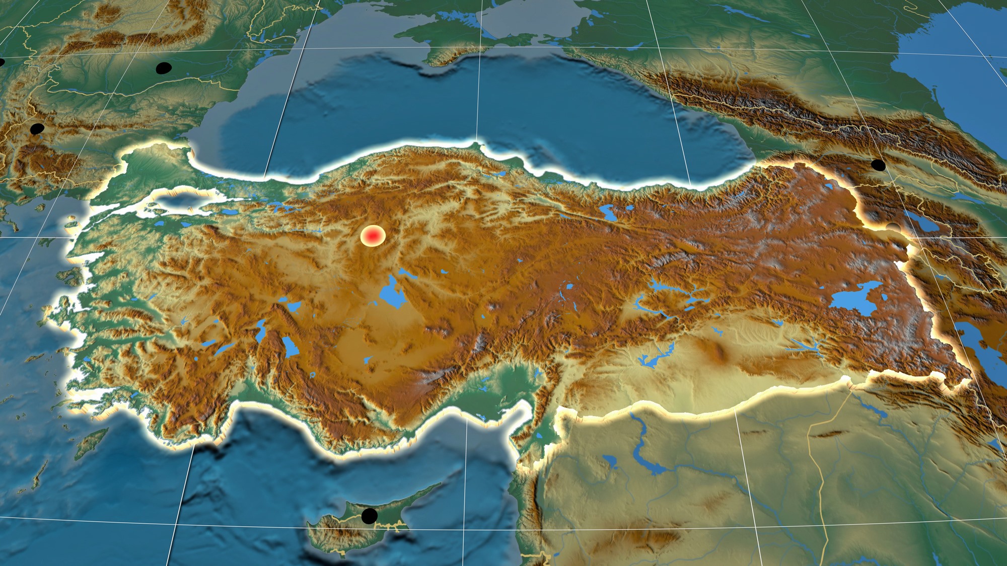 Turkey Physical Map of Relief - OrangeSmile.com