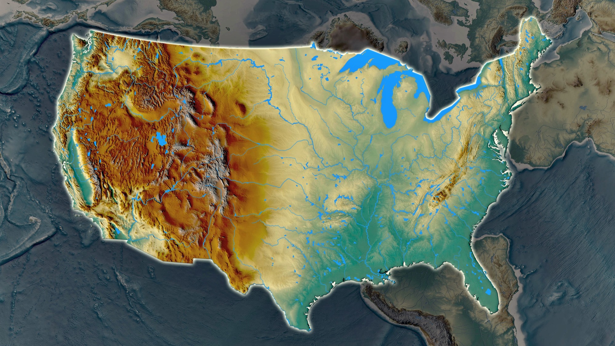 Usa Map Physical 1 