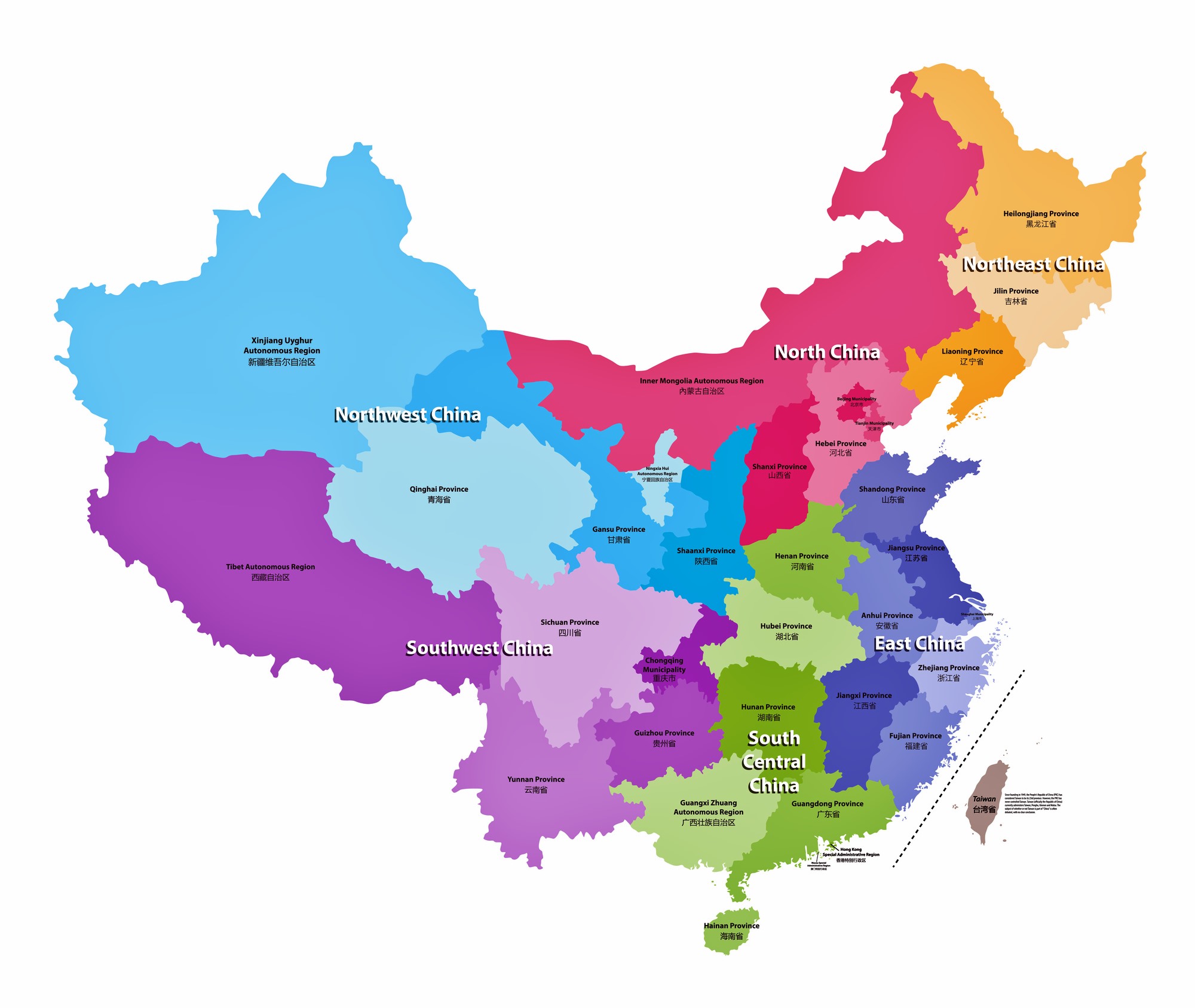 Map Of China Provinces And Major Cities