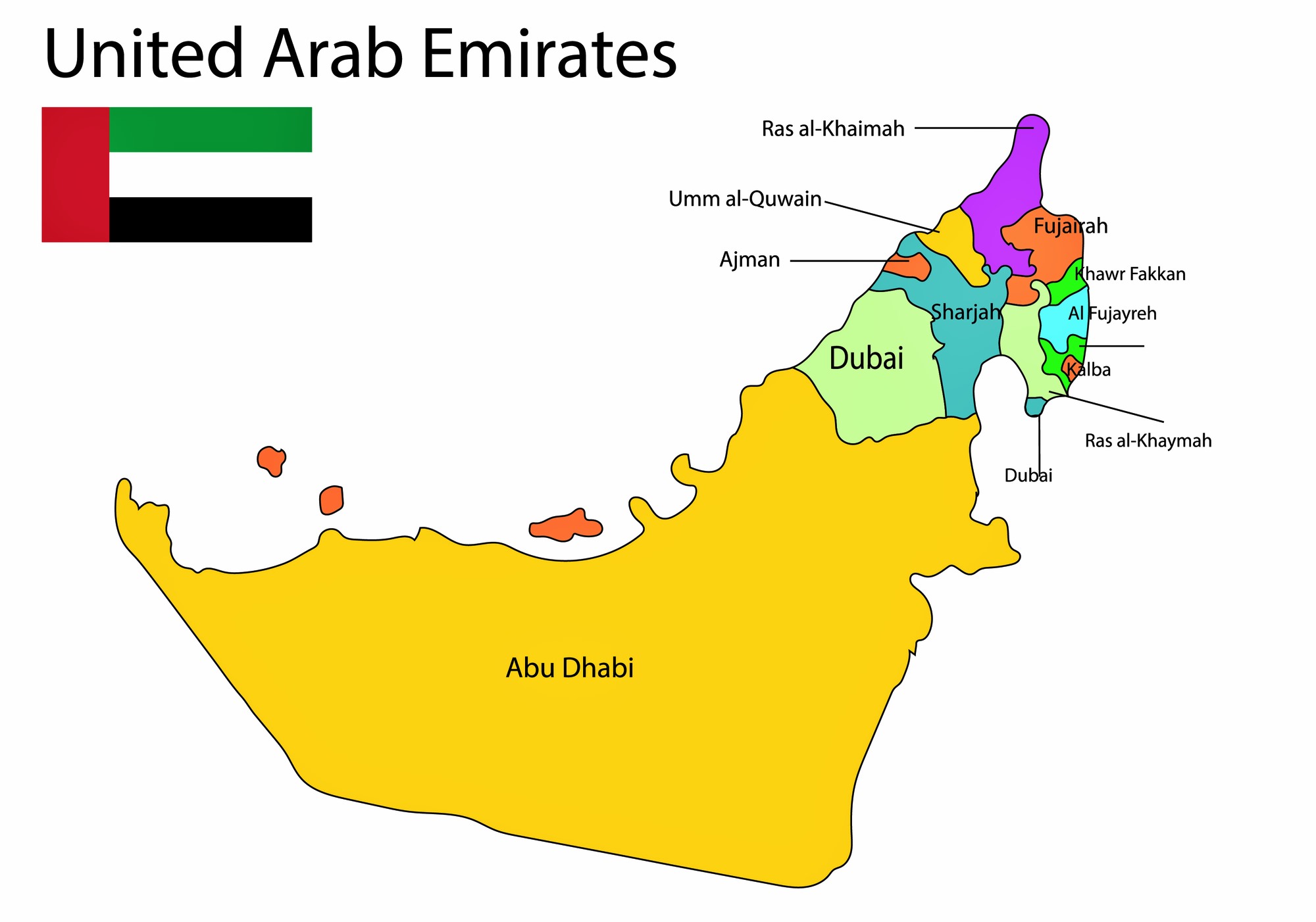 Vereinigte Arabische Emirate Karte der Regionen und Provinzen