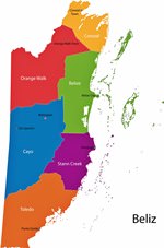 Mapa de regiones de Belice
