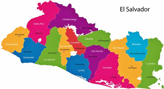Map of regions in El Salvador