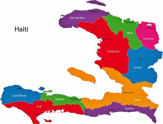 Map of regions in Haiti