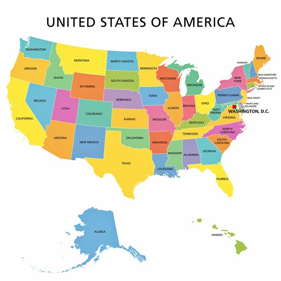 USA Map of Regions and Provinces - OrangeSmile.com