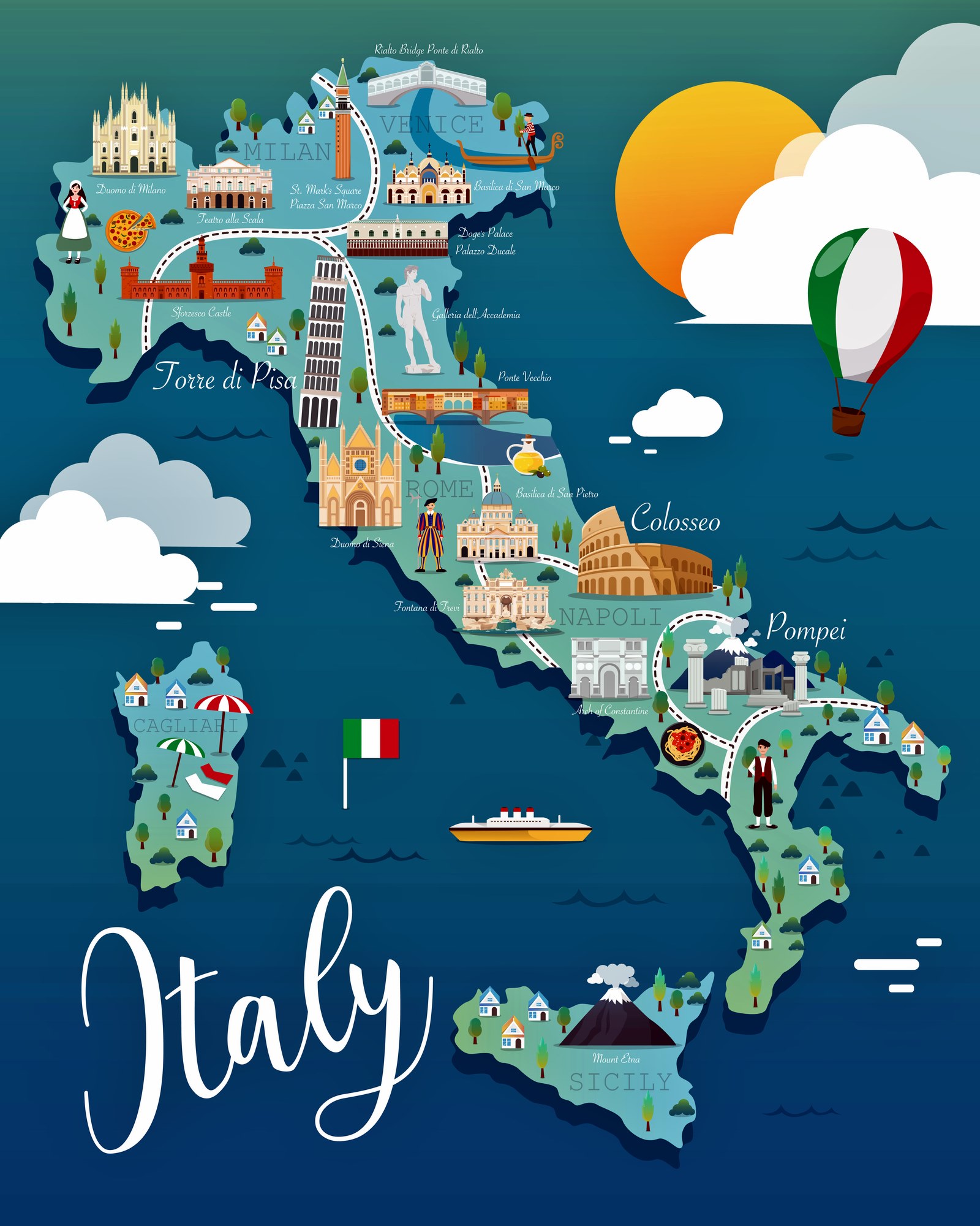 tourist attraction map of italy