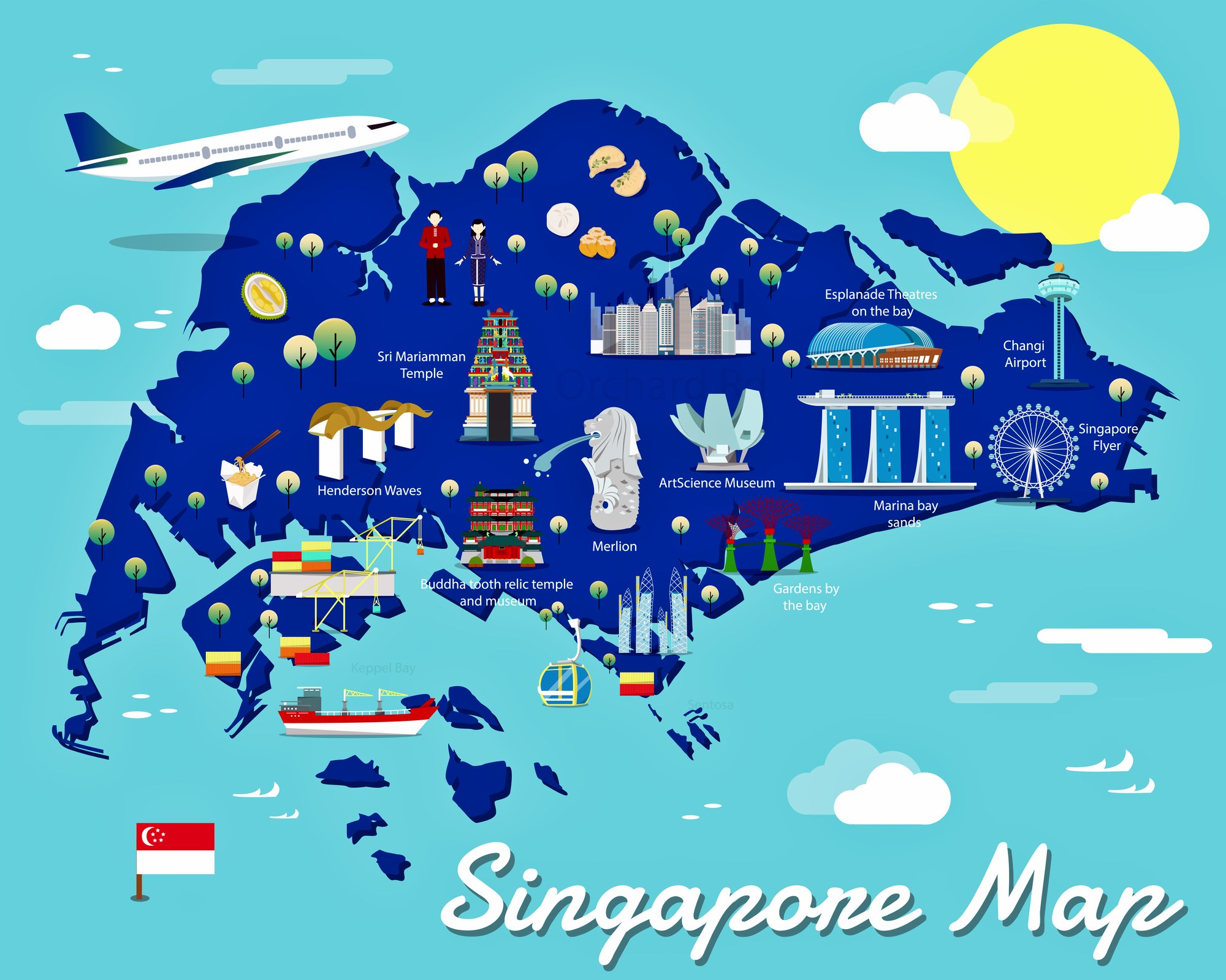 Singapore Country Map Sights 1 