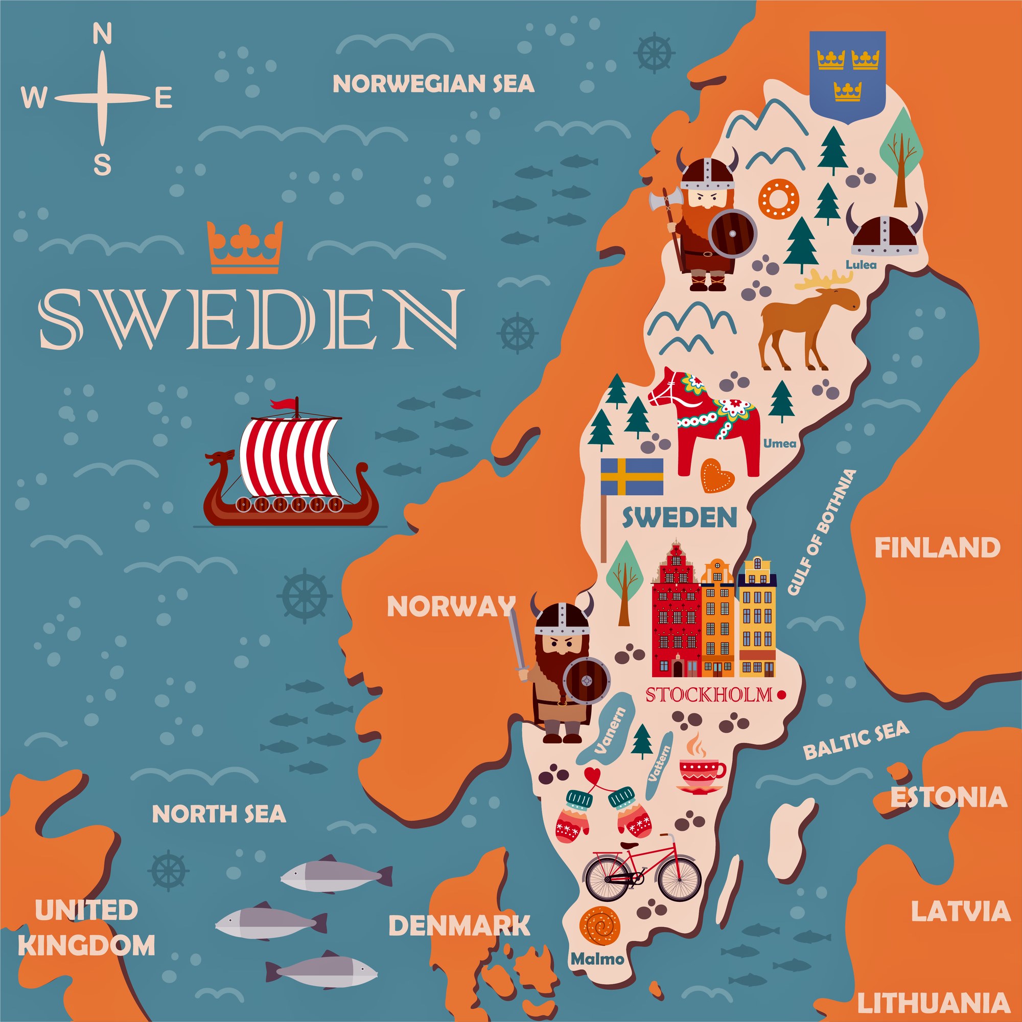 Schweden Karte der wichtigsten Sehenswürdigkeiten - OrangeSmile.com