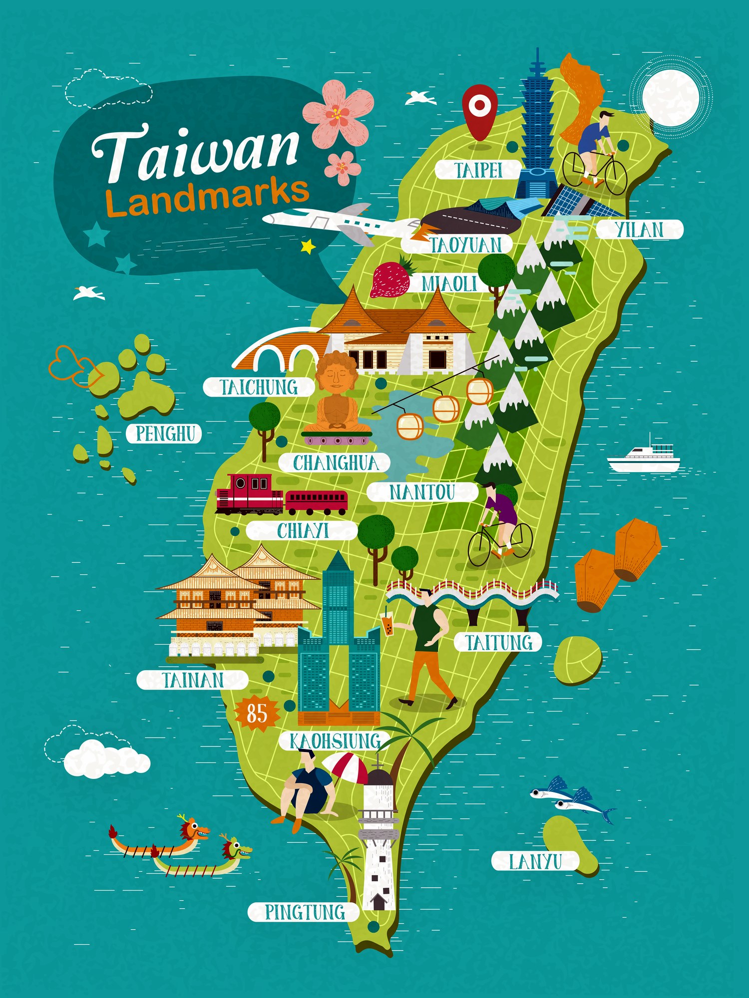 Taiwan Map of Major Sights and Attractions