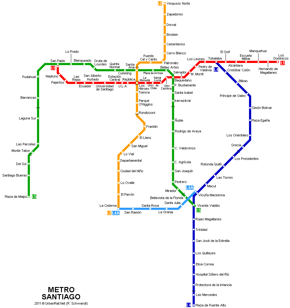 Santiago Subway Map for Download Metro in Santiago HighResolution
