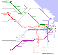 Map of metro in Buenos Aires