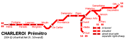 Map of metro in Charleroi