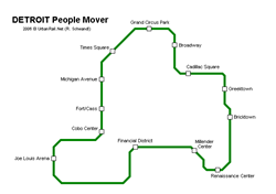 Mapa del metro en Detroit