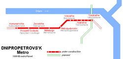 Mapa del metro en Dnipropetrovsk
