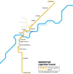 Map of metro in Edmonton