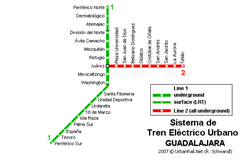 Map of metro in Guadalajara