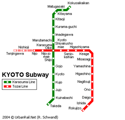 Map of metro in Kyoto