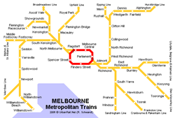 Mapa del metro en Melbourne