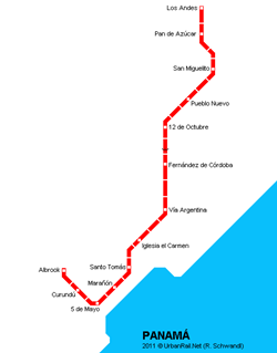 Map of metro in Panama City