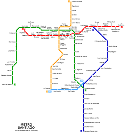 Map of metro in Santiago